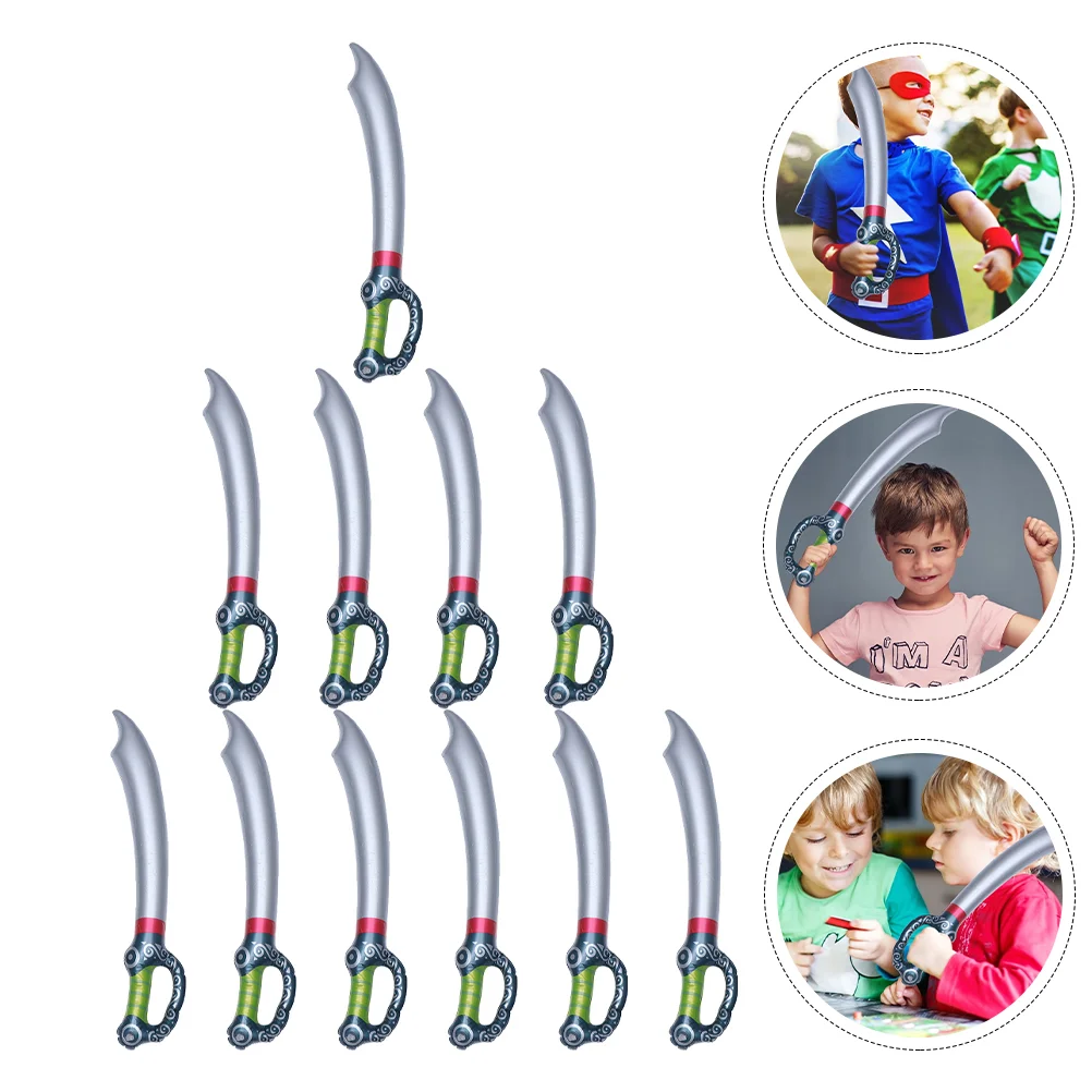 

12 Pcs Pirate Knife Inflatable Toy Kids Stage Performance Beach Balloons Pretend Children Play Festival Prop Pvc Plaything Role