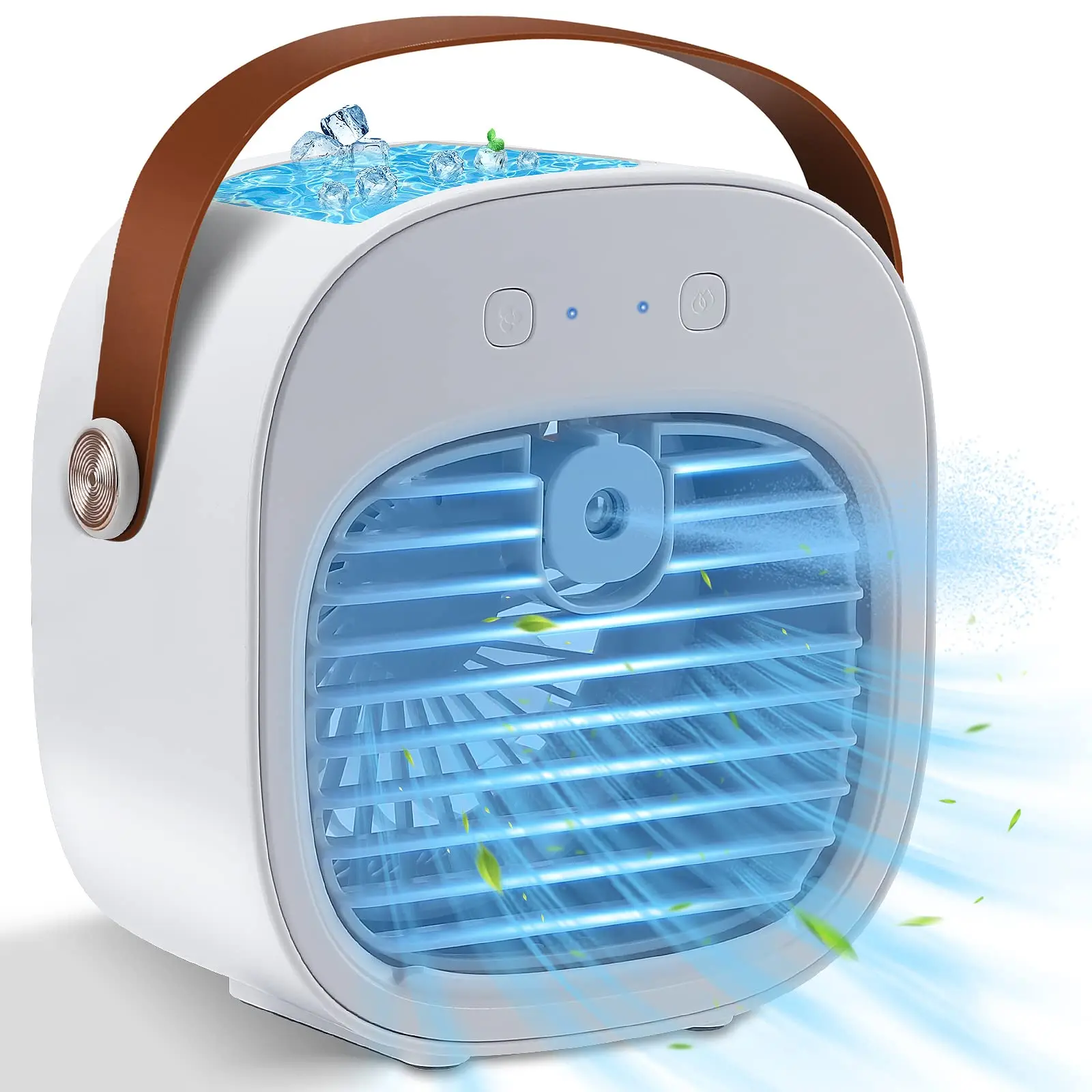 

Portable Air Conditioners, Rechargeable Mini Air Conditioner Duration 5-10 hrs, Personal Air Cooler with 3 Speeds, Small Desk A