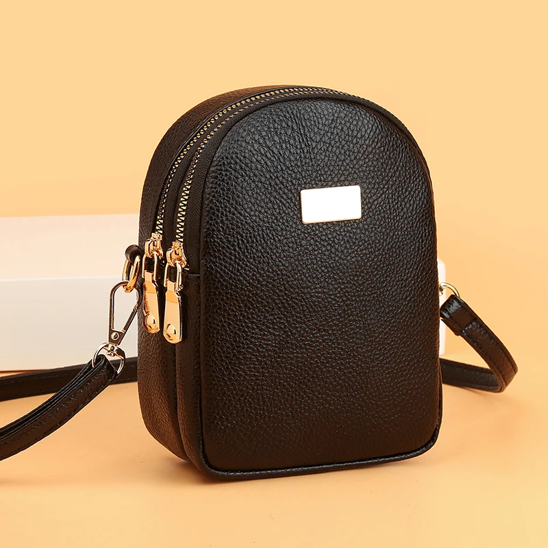 

Leather Texture Lychee Pattern Mobile Phone Messenger Bag Temperament Women's New Large Vertical Coin Multi Layer Shoulder Bag