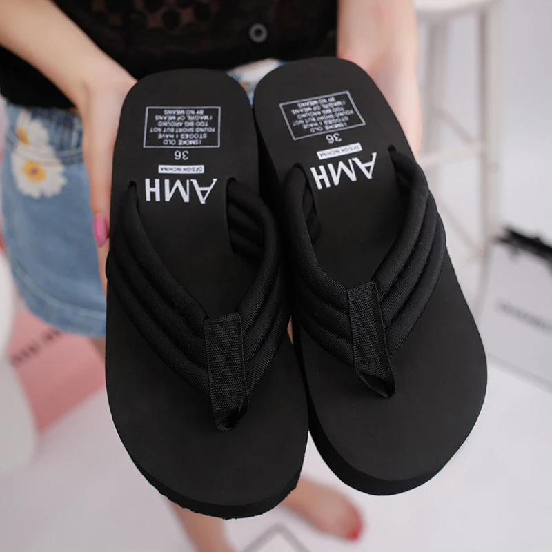 

New 2022 Women Flip Flops Summer Beach Platform Slippers Casual Outside Wedges Sandals Women Shoes Leisure Slippers 6cm