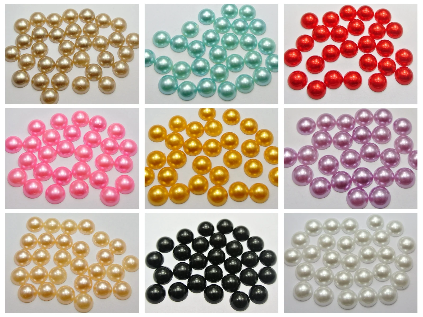 

100 Mixed Colour Acrylic Half Pearl Flatback Round Bead 12mm Scrapbook Craft