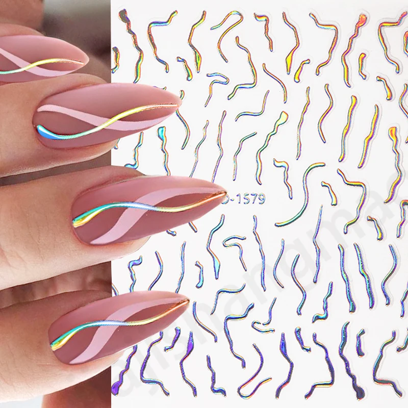 

3D Nail Art Stickers Straight Curved Liners Stripe Tape Wraps Geometric Nail Art Decorations Spring Summer DIY Decoration
