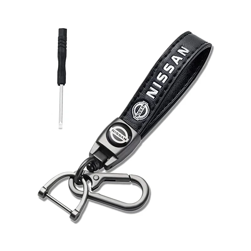 

Leather Car Emblem Logo Key Keychain For Nissan Juke Rogue Ratrol Leaf Qashqai j11 IMK Ariya Navara Armada Pulsar GTR Accessorie