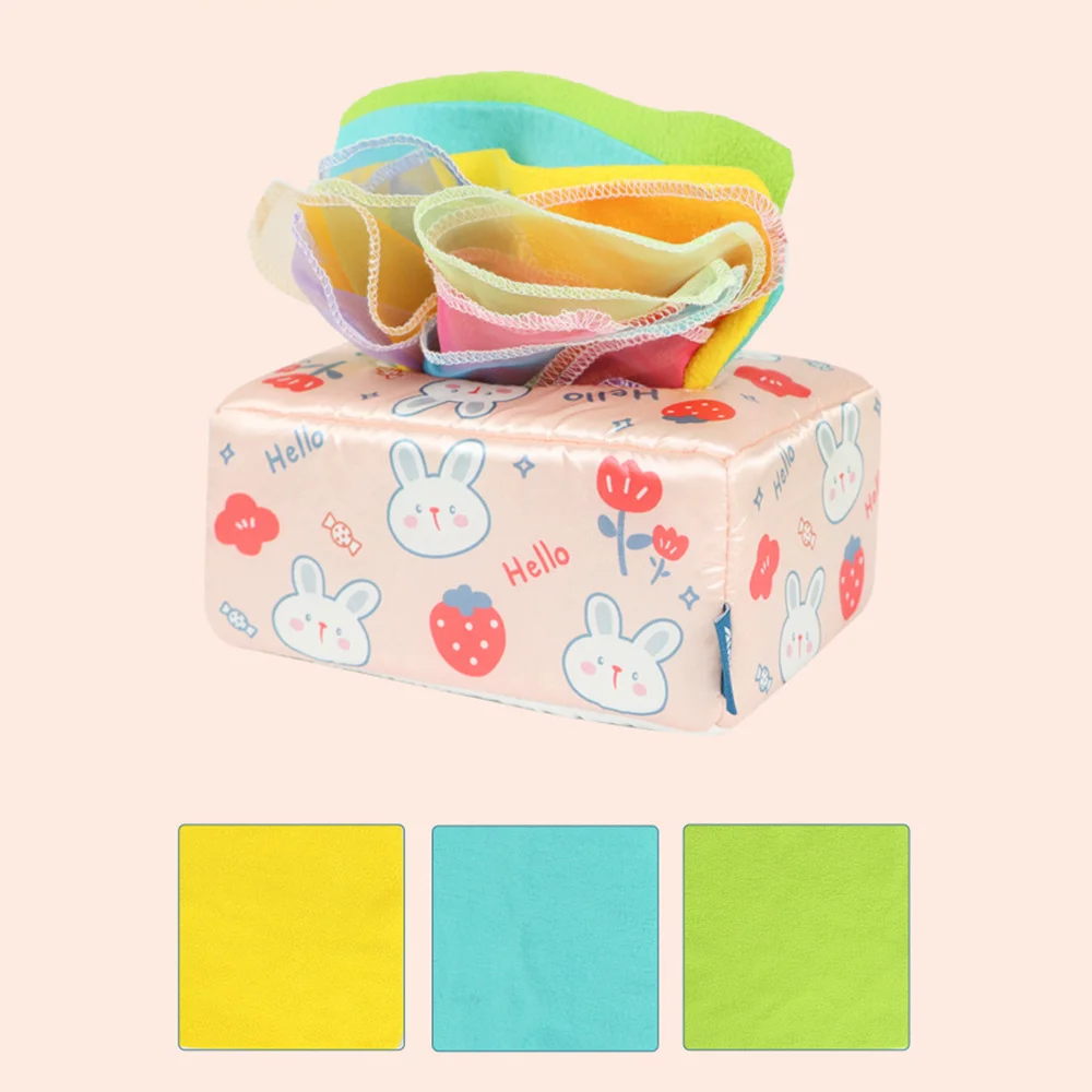 

Tissue Box Toy Sensory Toys Colorful Cartoon Plush Scarf Box Busy Fingers Loop Toy Preschool Toys Toy Gift for Toddlers B99