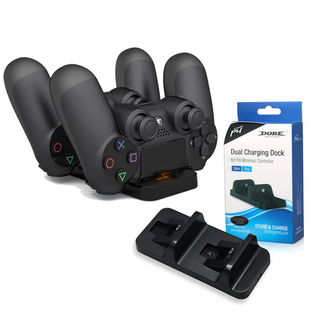 Двухпортовая зарядная станция для беспроводных игровых консолей PS4 Slim/Pro с