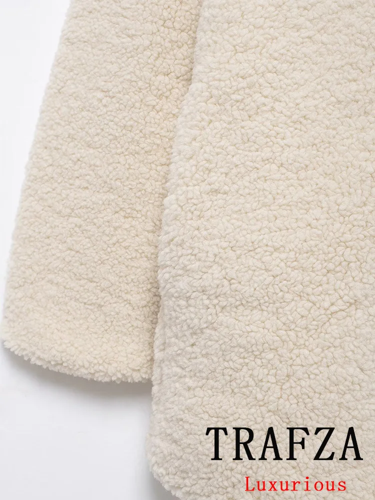 TRAFZA винтажное повседневное шикарное женское пальто с однотонным отложным