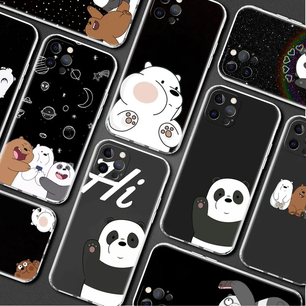 

Cute We Bare Bears Cover For Apple iPhone 14 13 12 11 Pro Max XS XR max X 8 7 6S 6 Plus Silicone Soft Phone Funda Case