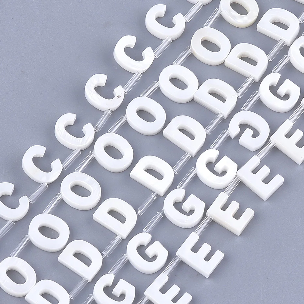 

5pcs Alphabet Natural Freshwater Shell Beads White Sea Shell Beads Top Drilled Beads Ocean Beach Charms for DIY Jewelry Making