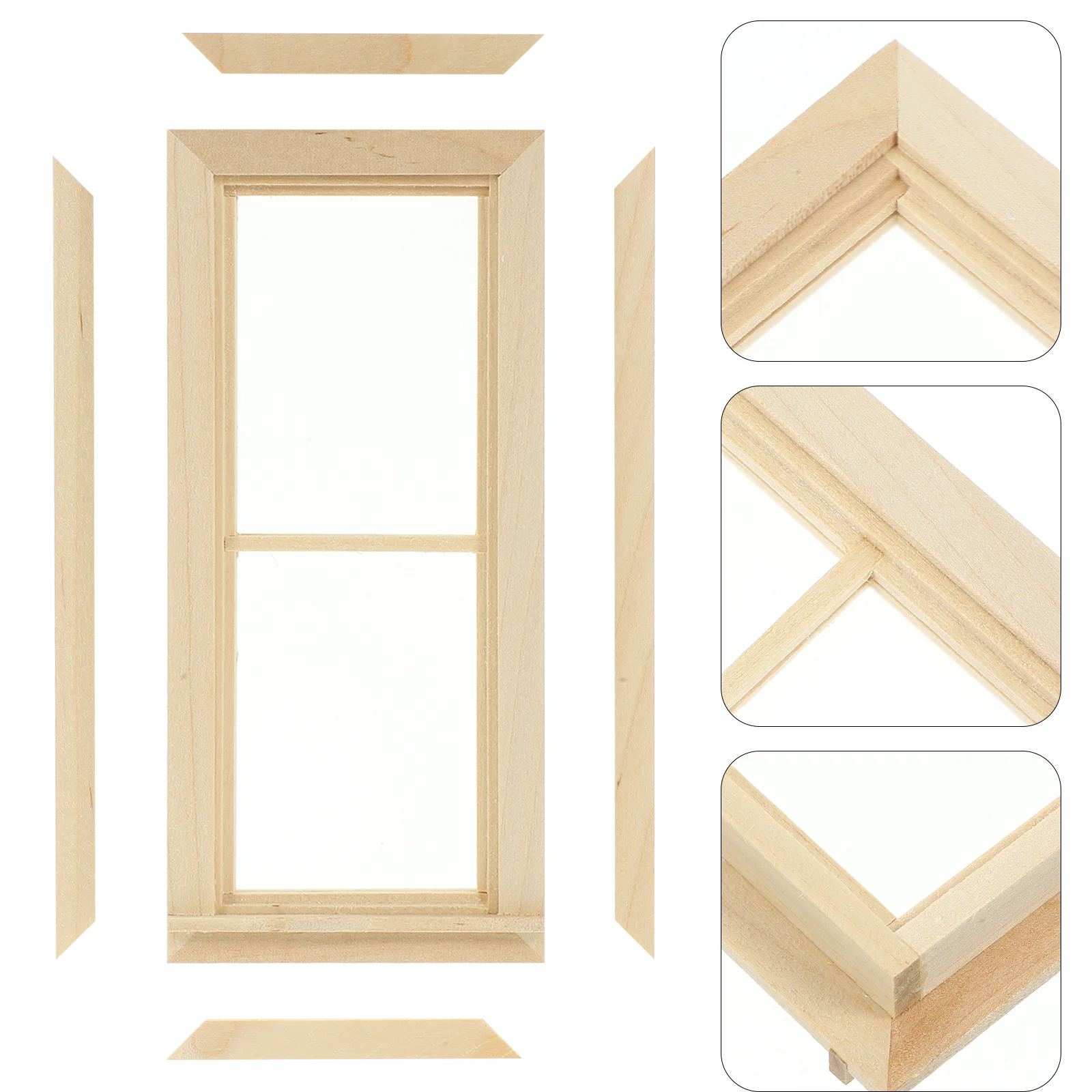 

House Window Adornment Mini House DIY Wooden Window Model Ornament House Accessory