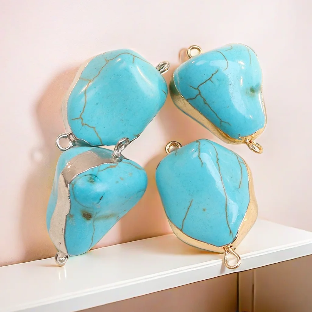 Подвески из голубого бирюзового камня неправильной формы для изготовления