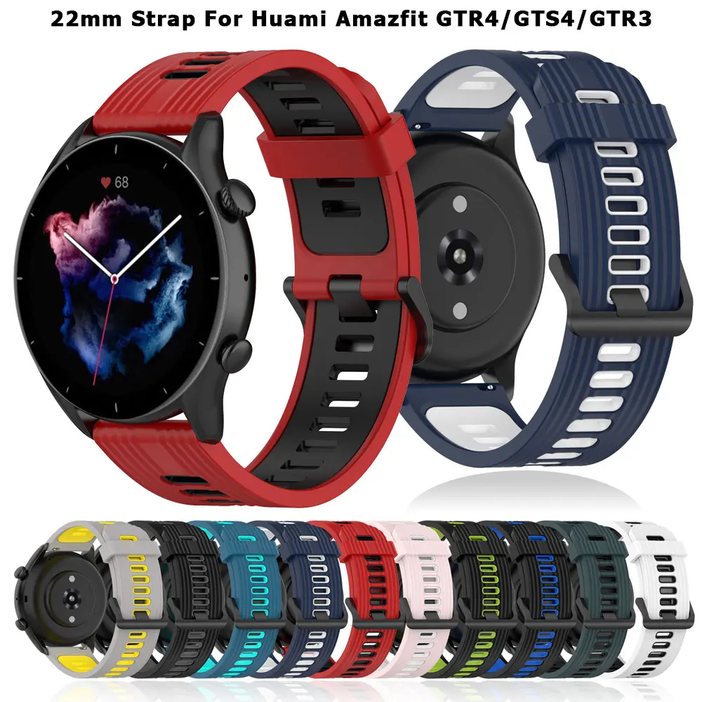 

Ремешок силиконовый для смарт-часов Amazfit GTR4 GTS4 GTR3, сменный Браслет для Huami Amazfit GTR 2 2E 47 мм, 22 мм