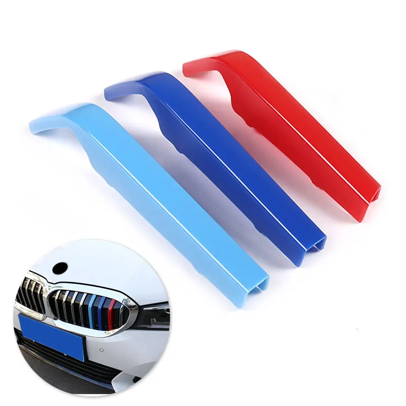 

3pcs Car Plastic Front Racing Grill Bar Cover Strip 3-Colors Sport Grille Clips For BMW 3 Series G20 2020 8 Bars Only