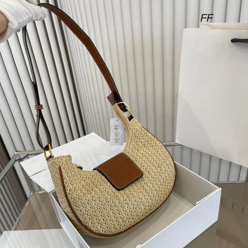 

2023 Classic Fashion New Women's Shoulder Bag High Quality Designer Ladies Underarm Bag Vintage Luxury Straw Bag Crossbody Bags