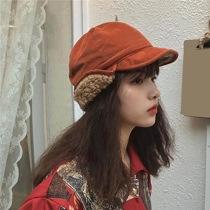 

New Women's Warm Winter Hats Stylish Add Fur Lined Soft Beanie Cap With Brim Thick Winter Knitted Hats for Women