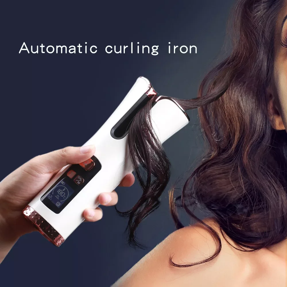 

5200 mAh Hair Roller Curler USB Rechargeable Cordless Curly Automatic Curling Iron with LCD Temp Display and Timer Styling Tools
