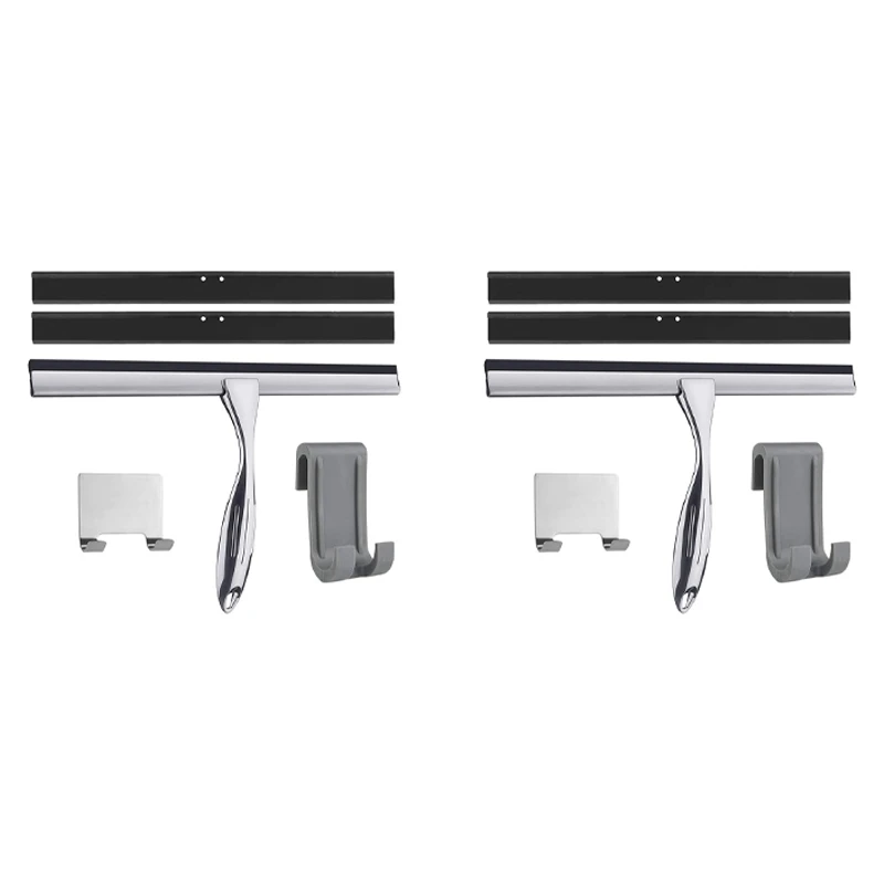 

2Pcs 31 Cm Shower Squeegee Stainless Steel Premium Window Squeegee With Wall Hanger For Shower Doors, Bathroom, Kitchen