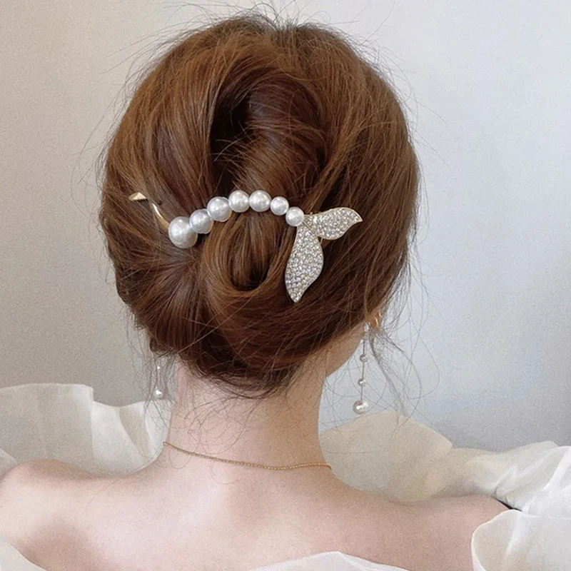

Elegant Metal Butterfly Pearl Hair Clips Women Ponytail Barrettes Hairgrips 2022 Sweet Korean Hair Accessorie Jewelry Girl Gifts