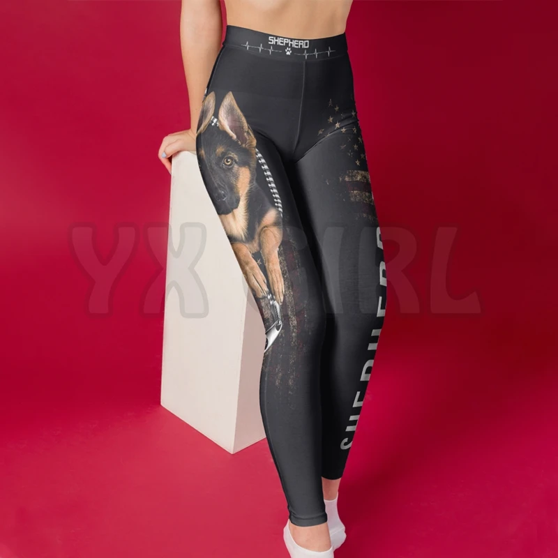 YX GIRL Women's For Girl German Shepherd   3D Printed Leggings Sexy Elastic Female Skinny Leggings Gothic Yoga Leggings
