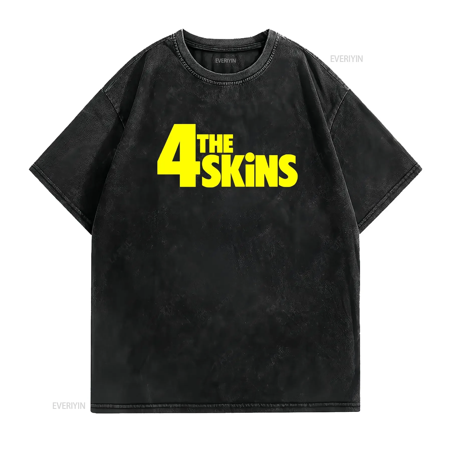 Фото Футболка SHOCKSTAR 4 SKINS в винтажном стиле, унисекс, повседневная, мягкая, слегка состаренная, удобная, для ежедневной носки, дизайнерская одежда №2