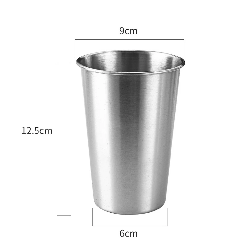 

5Pcs 500ML Stainless Steel Cups With Juice Beer Glass Portion Cups 16oz Tumbler Pint Metal Kitchen Drinking Mug Bar Supply