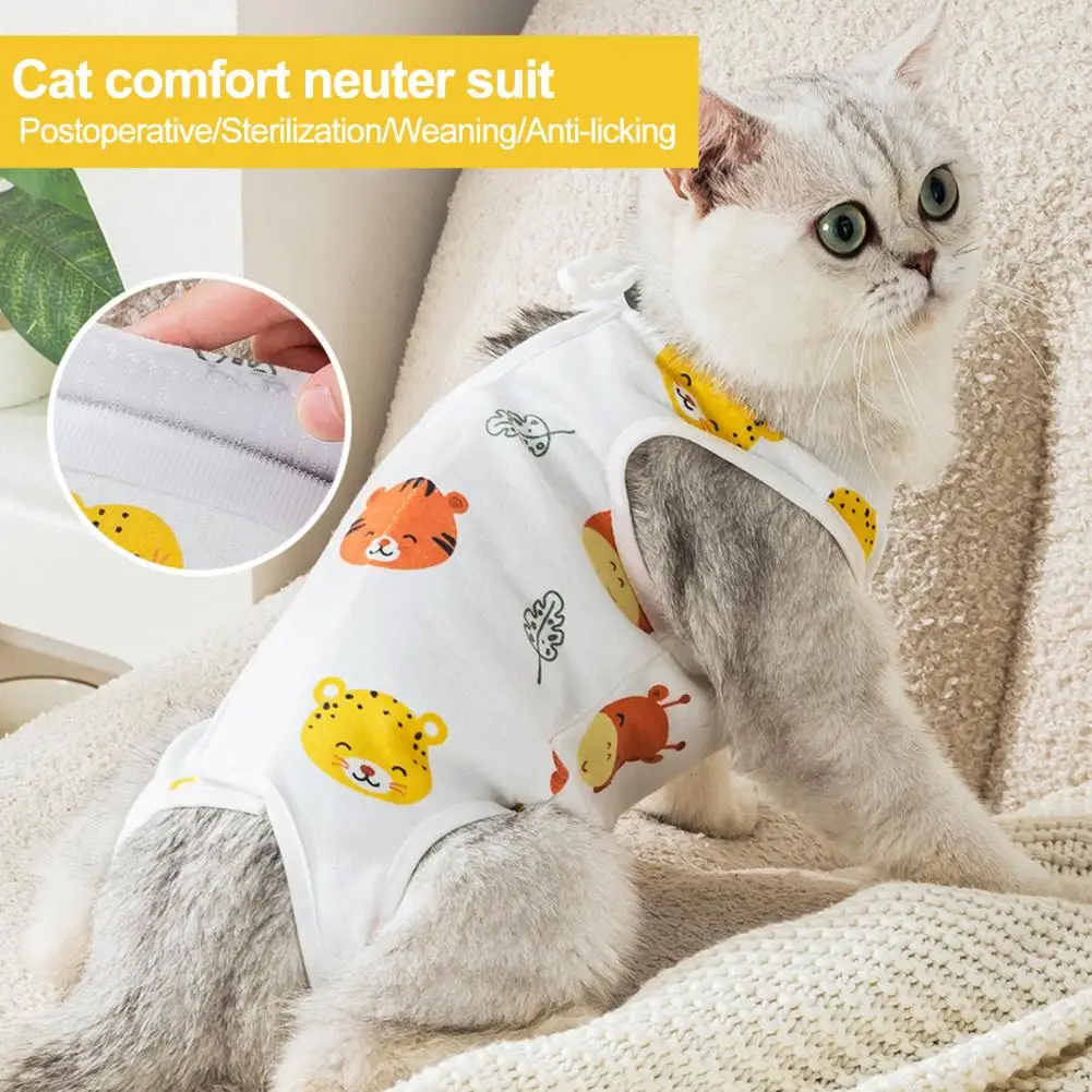 

Cat Clothing Breathable Cat Neutering Suit Easy-to-wear Recovery Clothes for Cats Adjustable Protective Pet Supplies Surgery