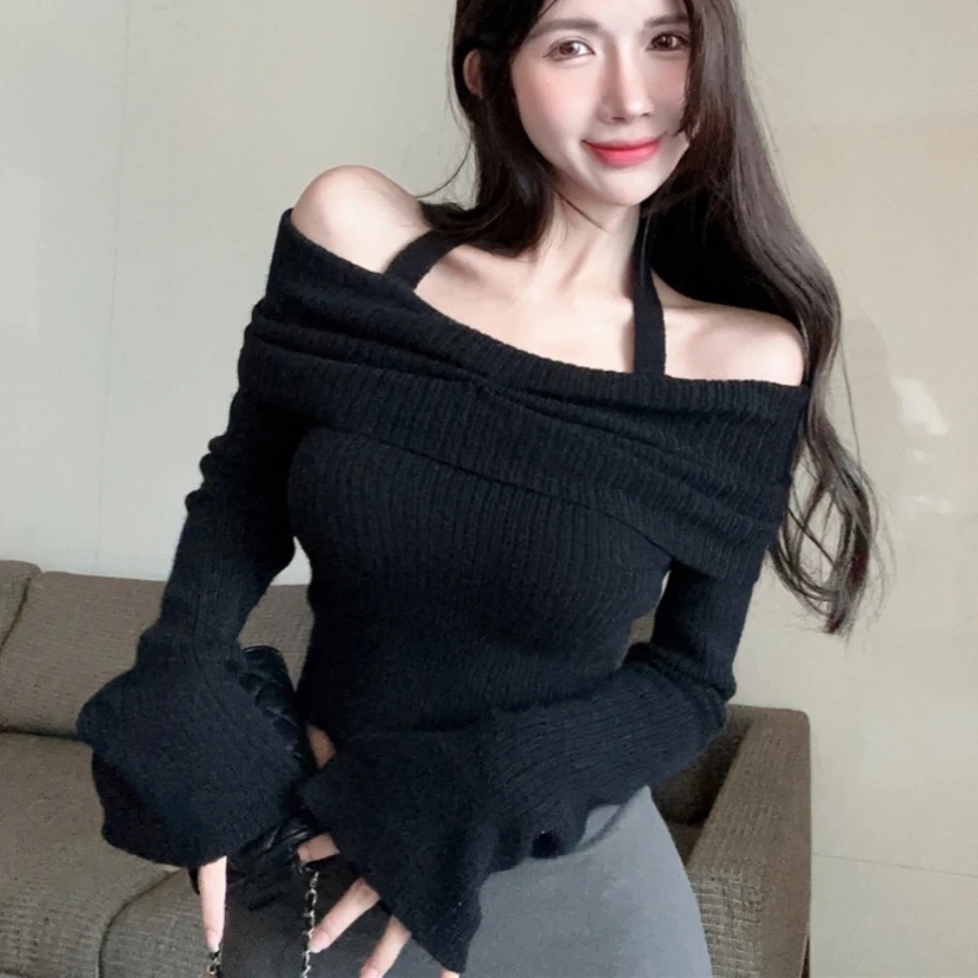 Женские пуловеры с разрезом на шее элегантный дизайн универсальные сексуальные