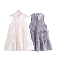 summer girls dresses 3 12y solid colour confident princess sleeveless white gray teenage girl layered beach dress kids clothes