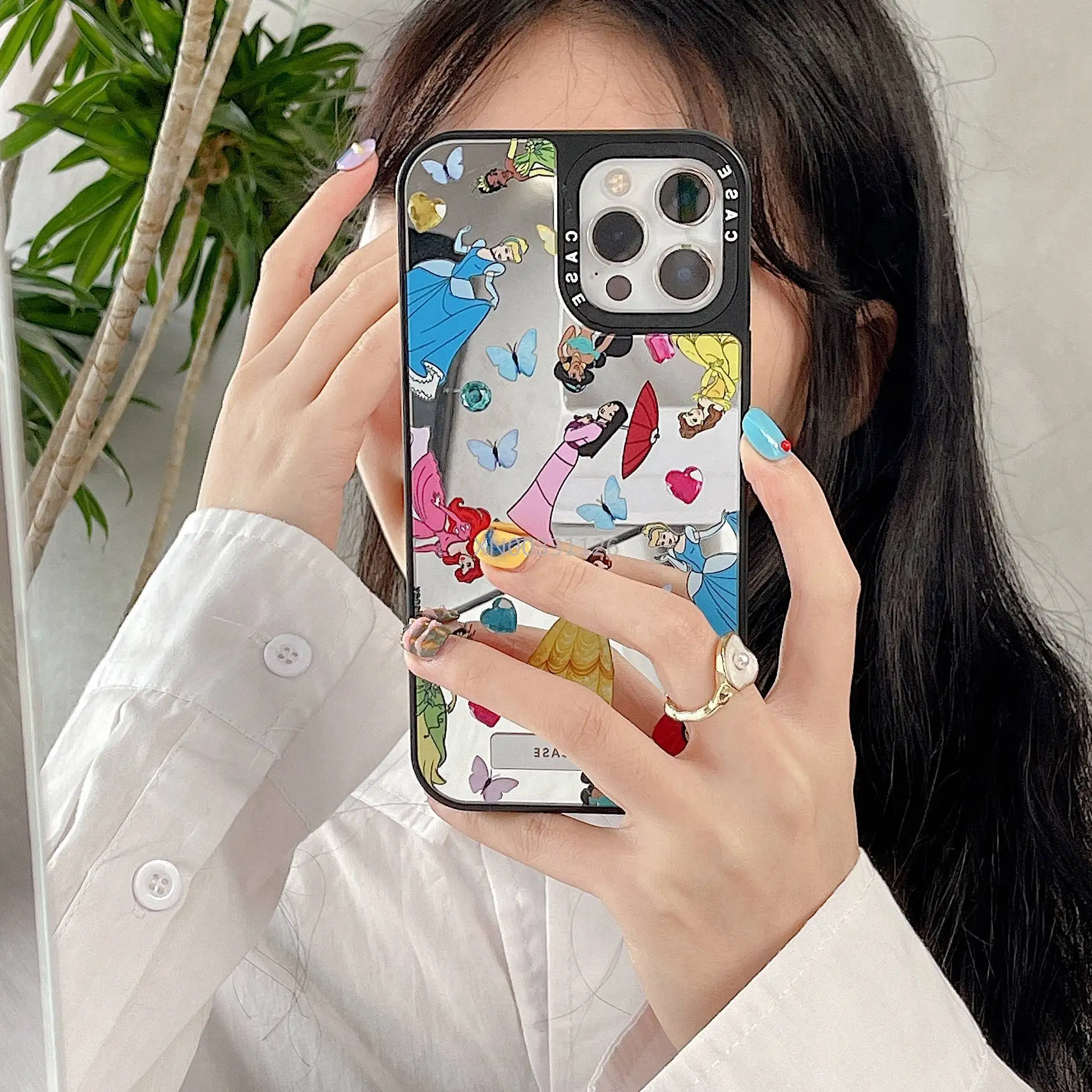 

Disney Princess Mirror Case for Apple iPhone 13 12 mini 11 Pro X XR XS MAX 7 8 6 Plus Fashion Phone Case