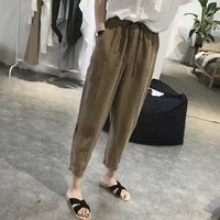 2022 nine points cotton haren trousers women loose thin feet radish trousers casual pants simple style