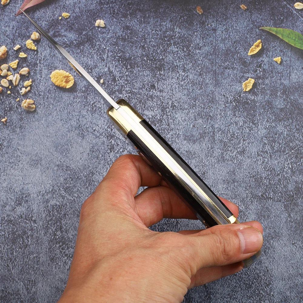 Складной нож из латуни с деревянной ручкой 440C | Инструменты