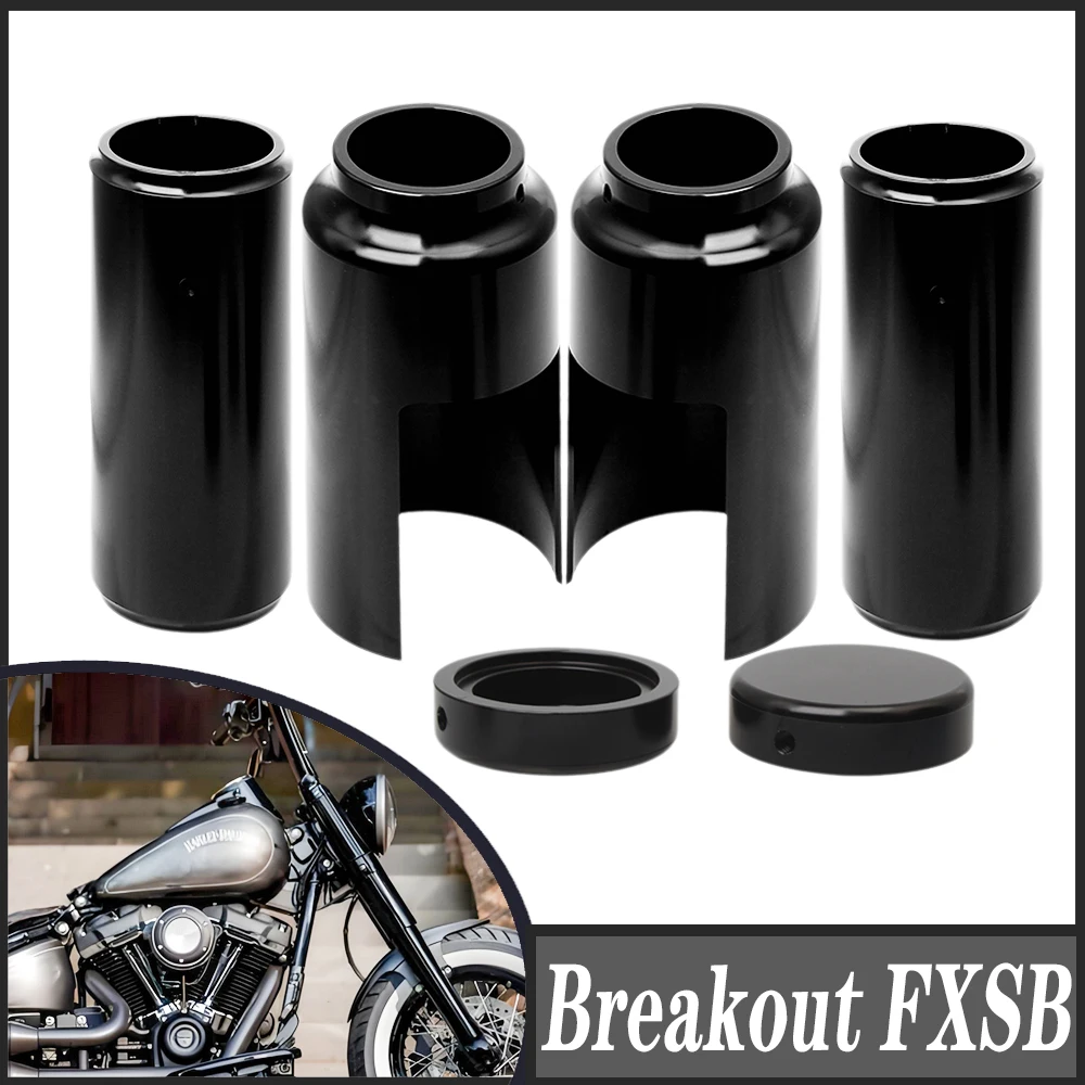 

ДЛЯ Harley Softail Breakout FXSB 2013-2017 Жесткие карамельные мотоциклетные алюминиевые черные полные крышки вилки, набор колпачков для трубок