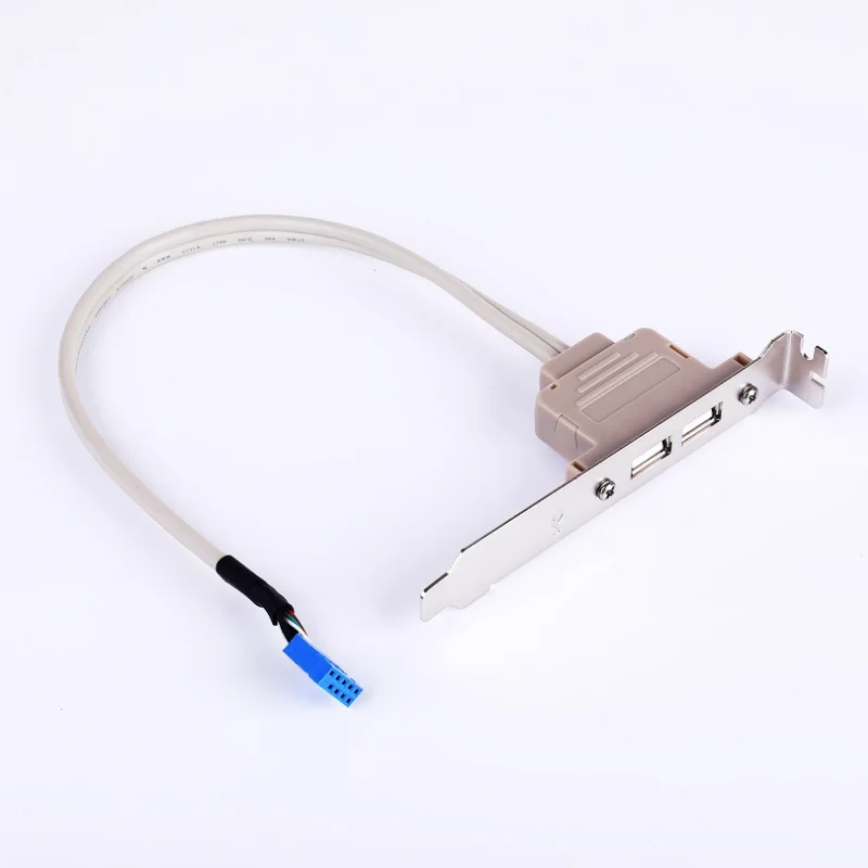 1шт Новейший высококачественный двойной порт USB задний удлинительный кабель материнской платы на рабочем столе ПК корпуса PCI 2.0 заглушка провода.