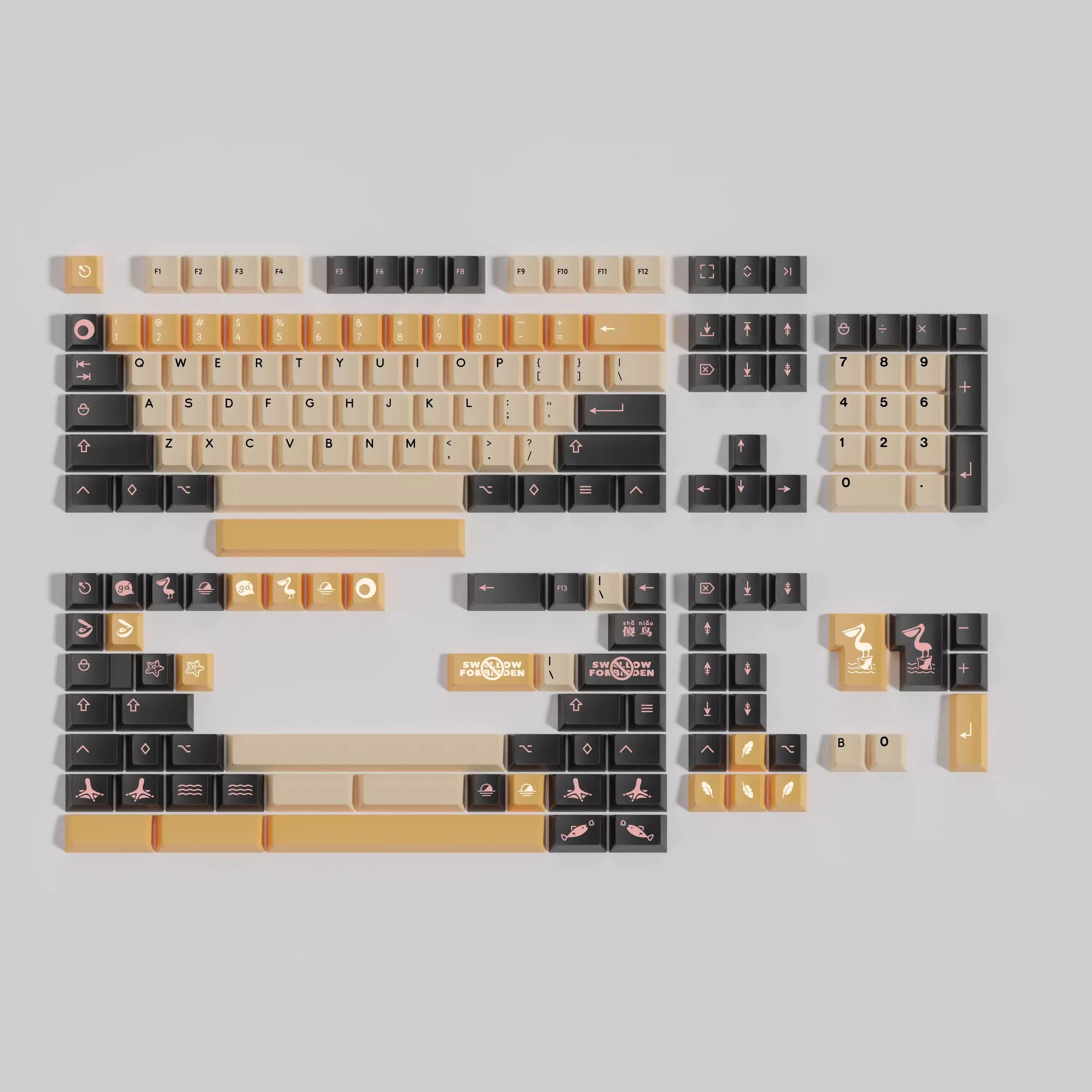 Колпачки для клавиш PBT Pelican колпачки с сублимационной краской вишневый профиль