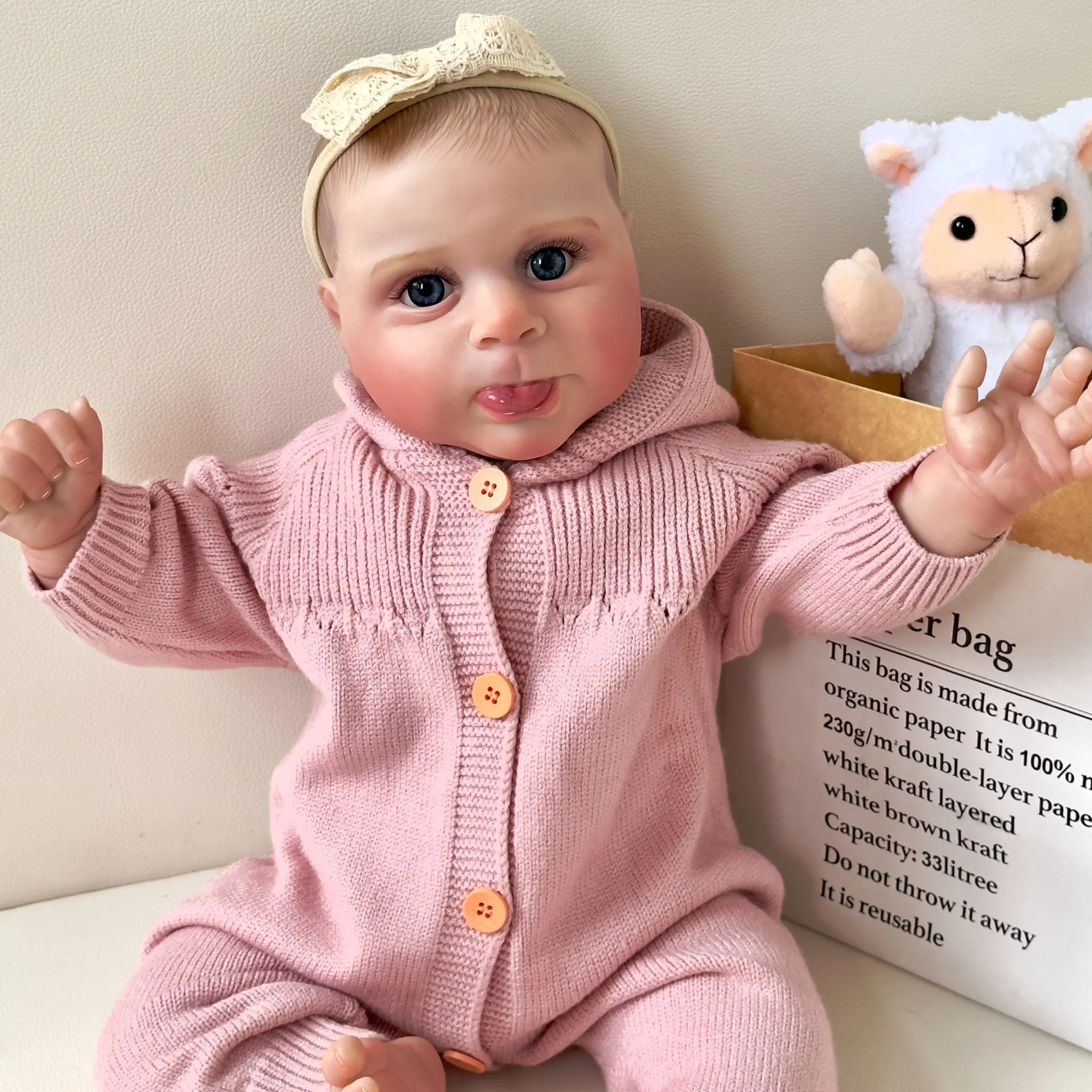 

Кукла реборн силиконовая многослойная, 19 дюймов, с рисунком