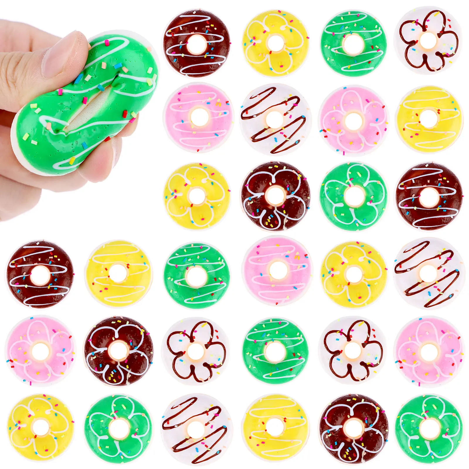 

30 упаковок радужных пончиков, шарики для снятия стресса, Пончики из пенопласта, Пончики для снятия стресса, антистресс, розыгрыши, сувениры ...