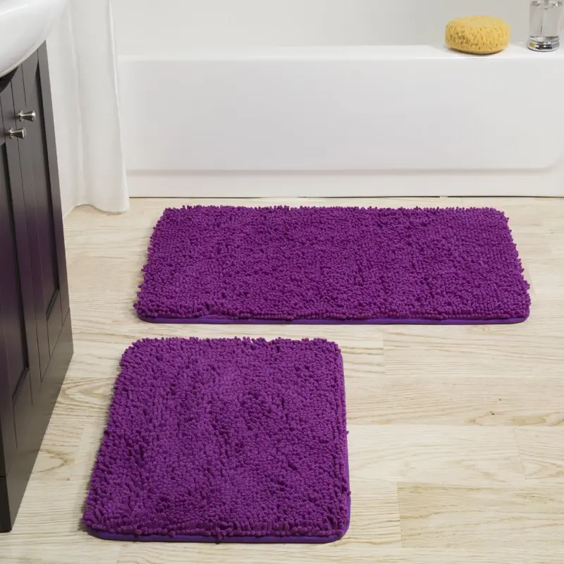 

2 Piece Memory Foam Shag Bath Mat - Purple