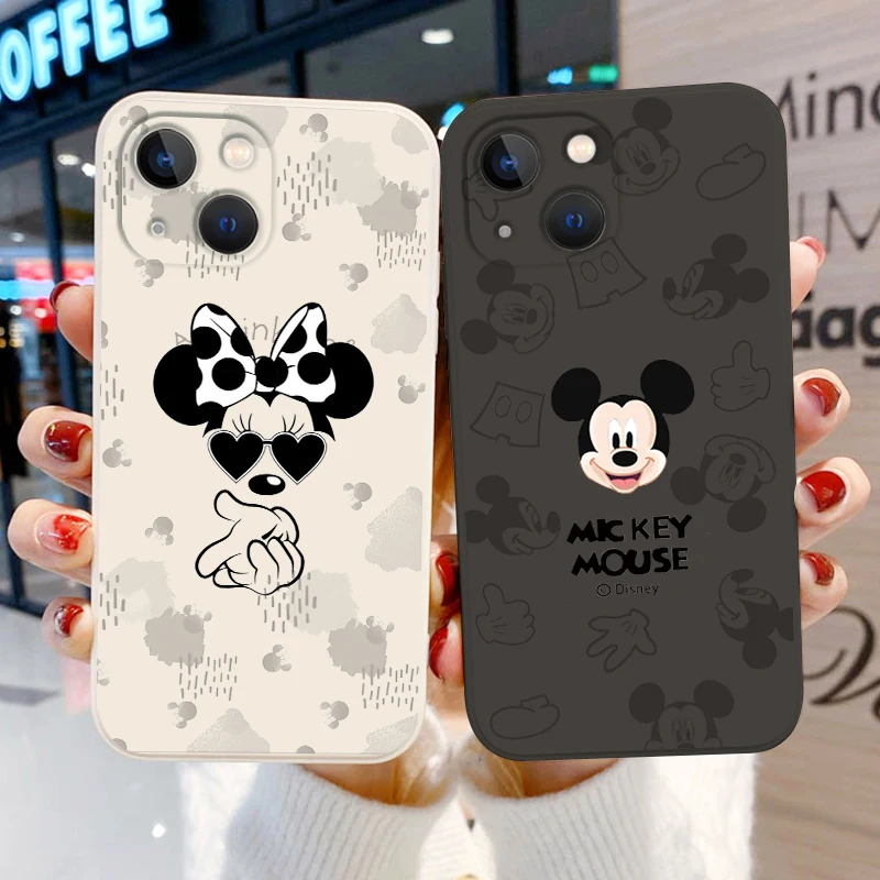 

Art luxury Mickey Minnie For Apple iPhone 14 13 12 11 Pro Max mini XS XR X 8 7 SE Liquid Rope Phone Case Capa Cover