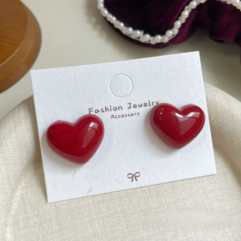 Серьги-гвоздики в стиле ретро с красным бантом для женщин и девочек