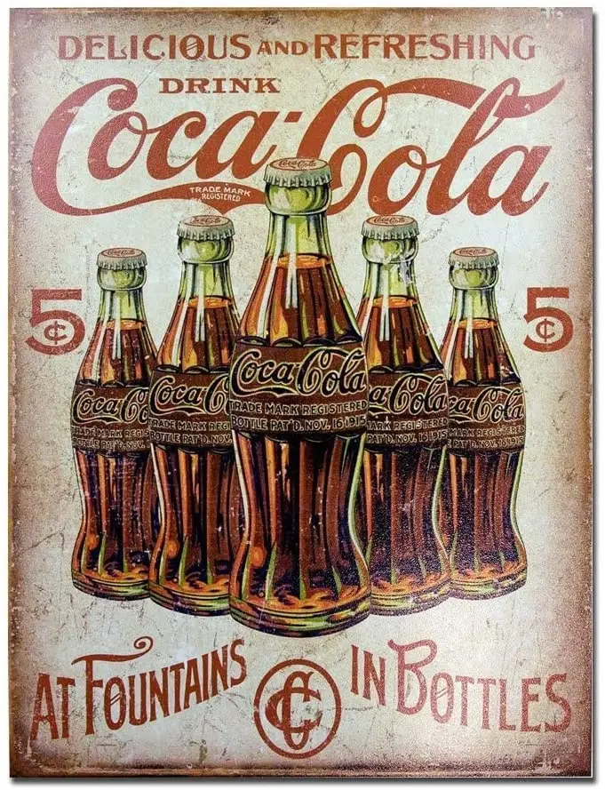 QFDH Coca Cola Retro Vintage Tin Sign Metal TIN 7.8X11.8 INCH | Plaques & Signs