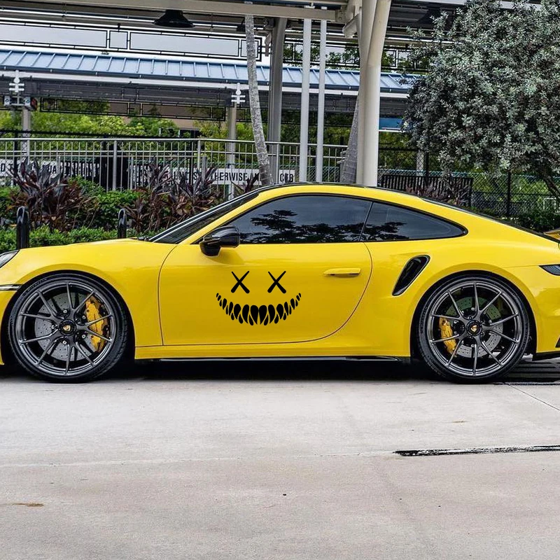 Автомобильная наклейка с демоном и улыбающимся лицом заднее ветровое стекло