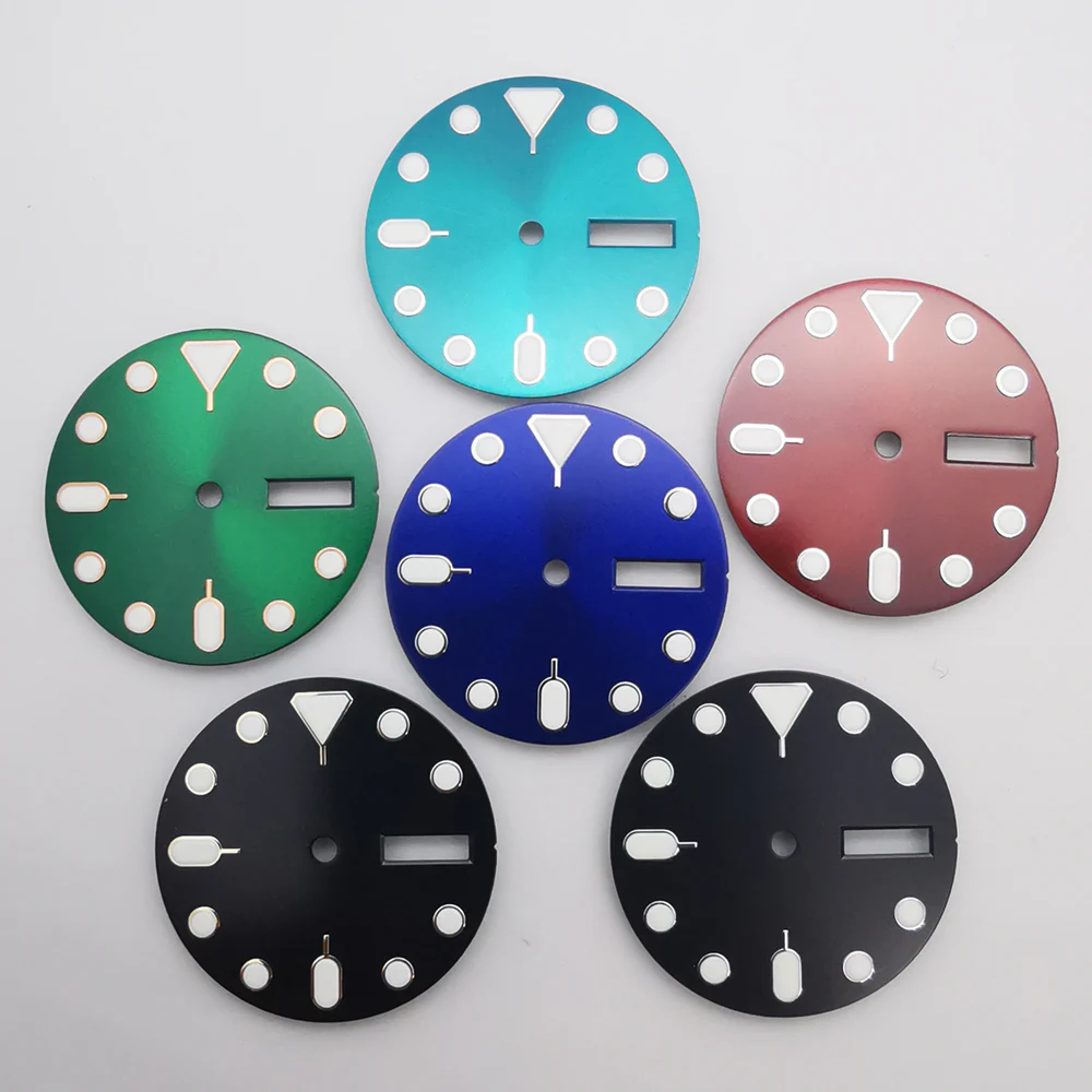 

28.5mm black blue green brown sterile luminous watch dial fit NH36 automatic movement
