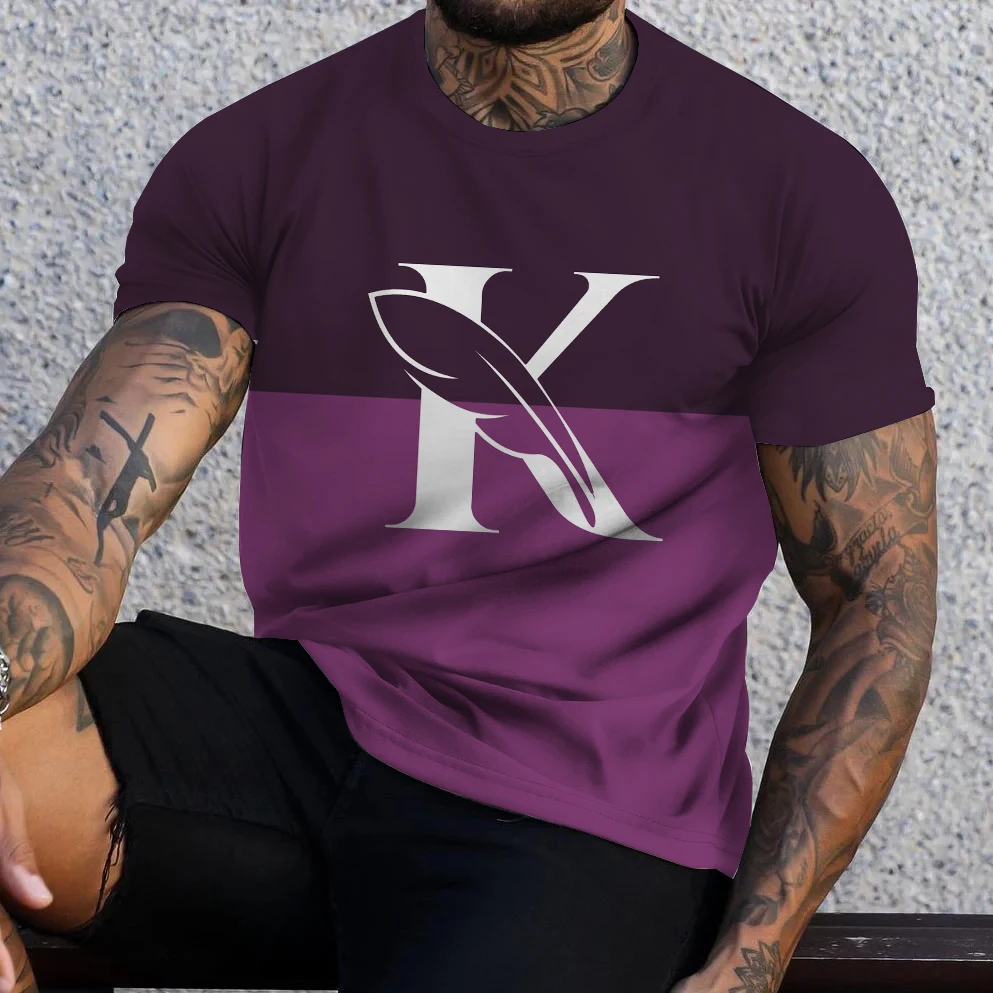 

Summer Men's Striped K T-shirt 3d Print Short Sleeve Sweatshirt King K/ Spades A Pattern Harajuku T Shirt Oversized Mens Tee Top