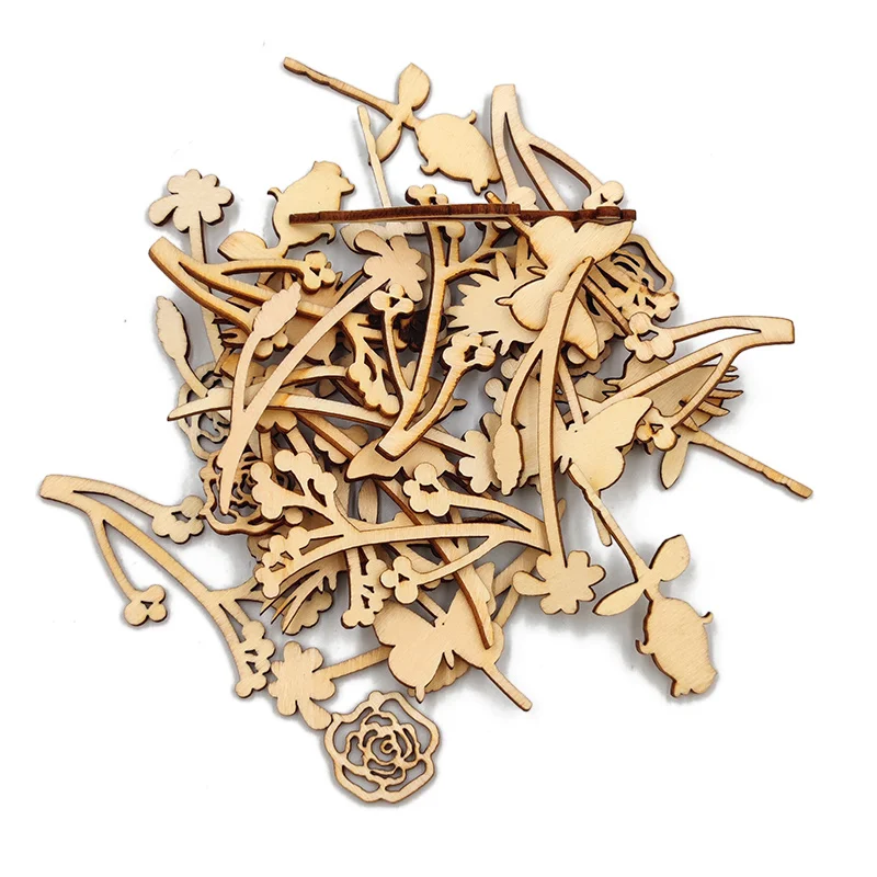 

20pcs Wooden Flowers for Crafts Unfinished Wood Cutouts Wood Shapes Slices for DIY Wedding Birthday Party Favors Centerpieces