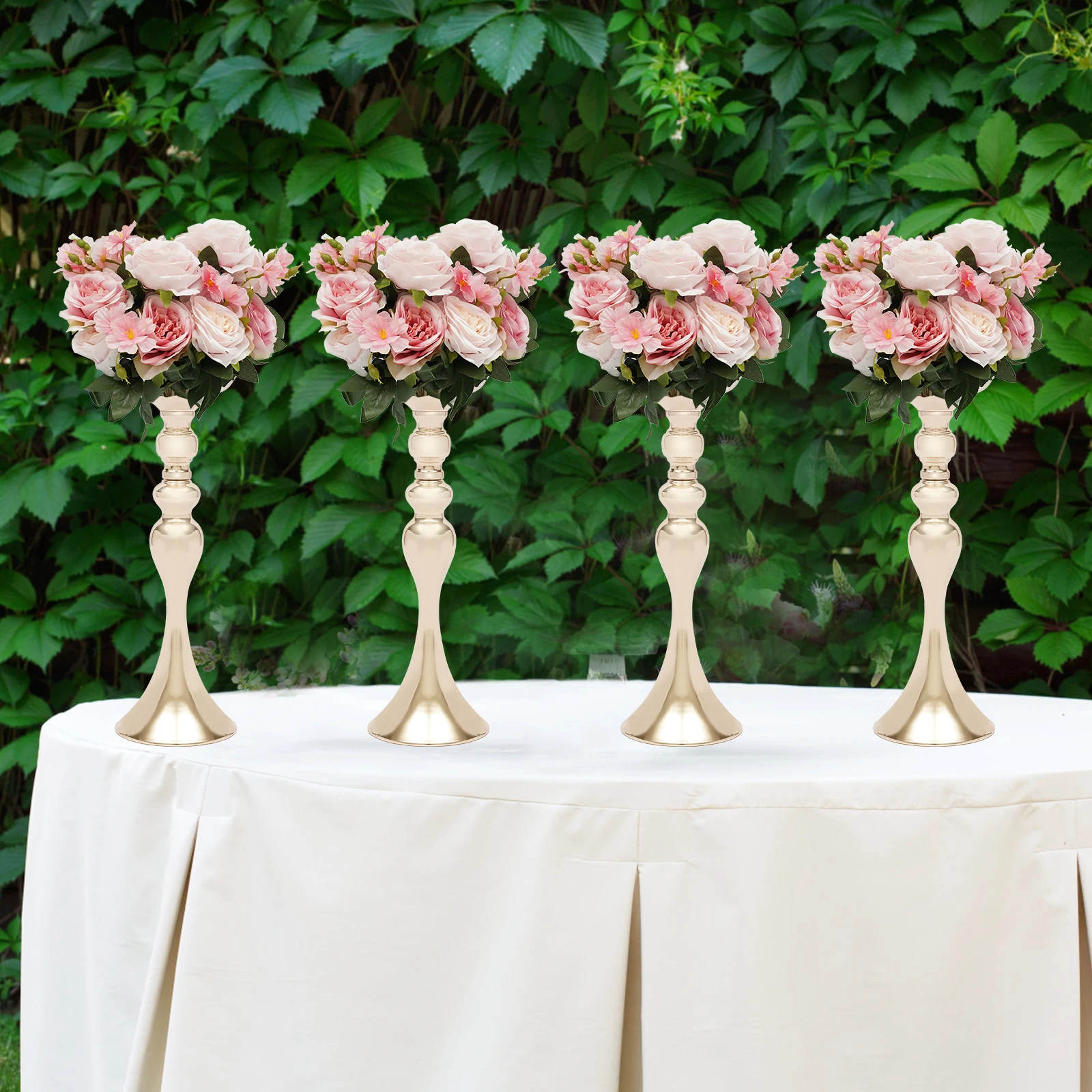 

4Pcs Metal Trumpet Vase Table Decorative Vase 14.96inch Tall Wedding Centerpiece 4pcs Event Road Lead Wedding Decoration Flower