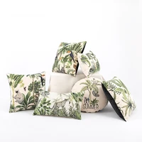 tropical jungle flora fauna cushion cover velvet cartoon print pillow cover square round hawaiian decorative pillows for sofa