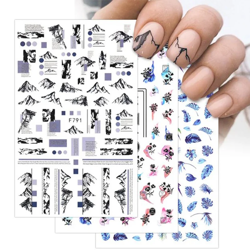 1 лист 3D наклеек для ногтей с изображением горных пиков искусственные наклейки