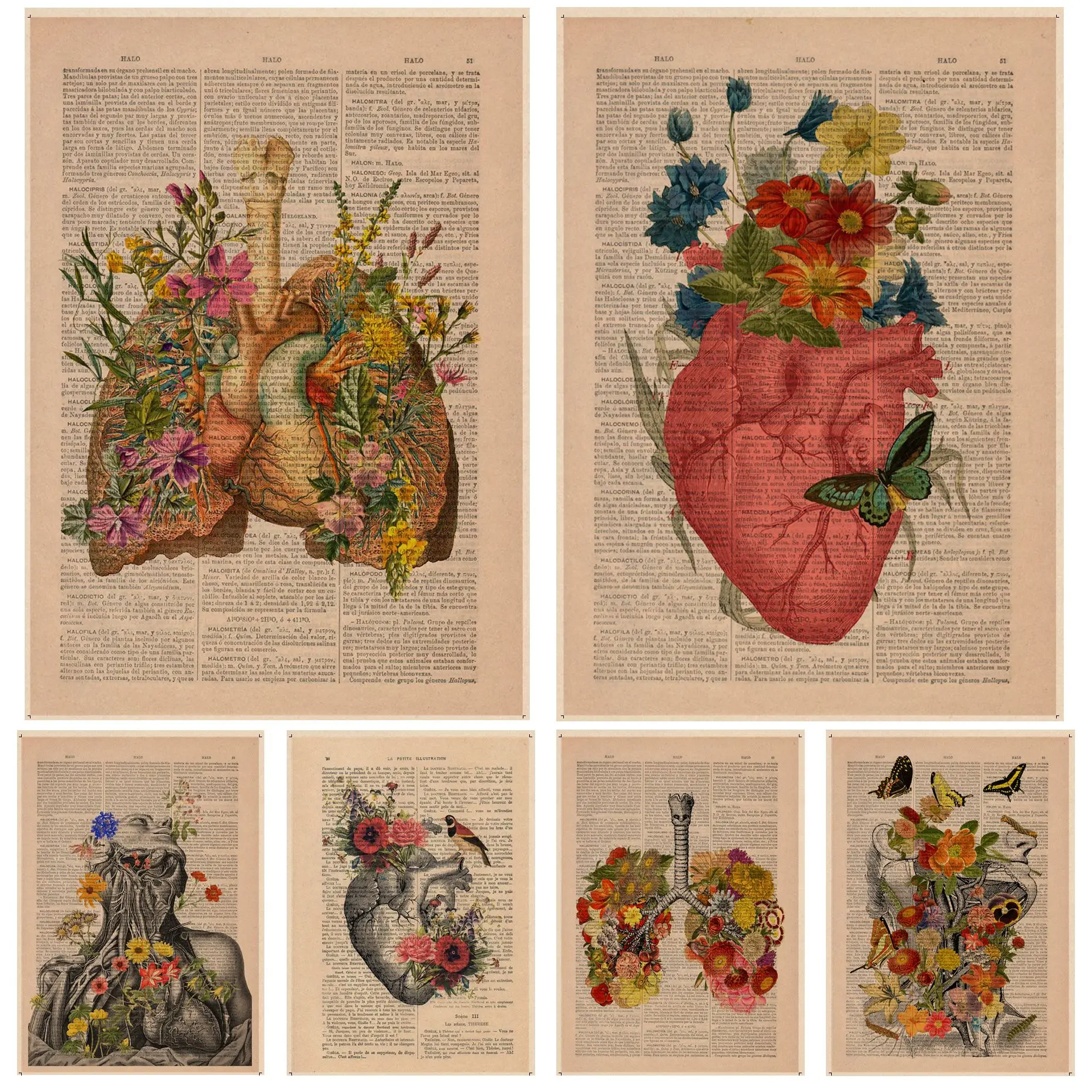 

Retro art abstract canvas painting human organs Good Prints and Posters Decoracion Painting Wall Art Kraft Paper Home decor