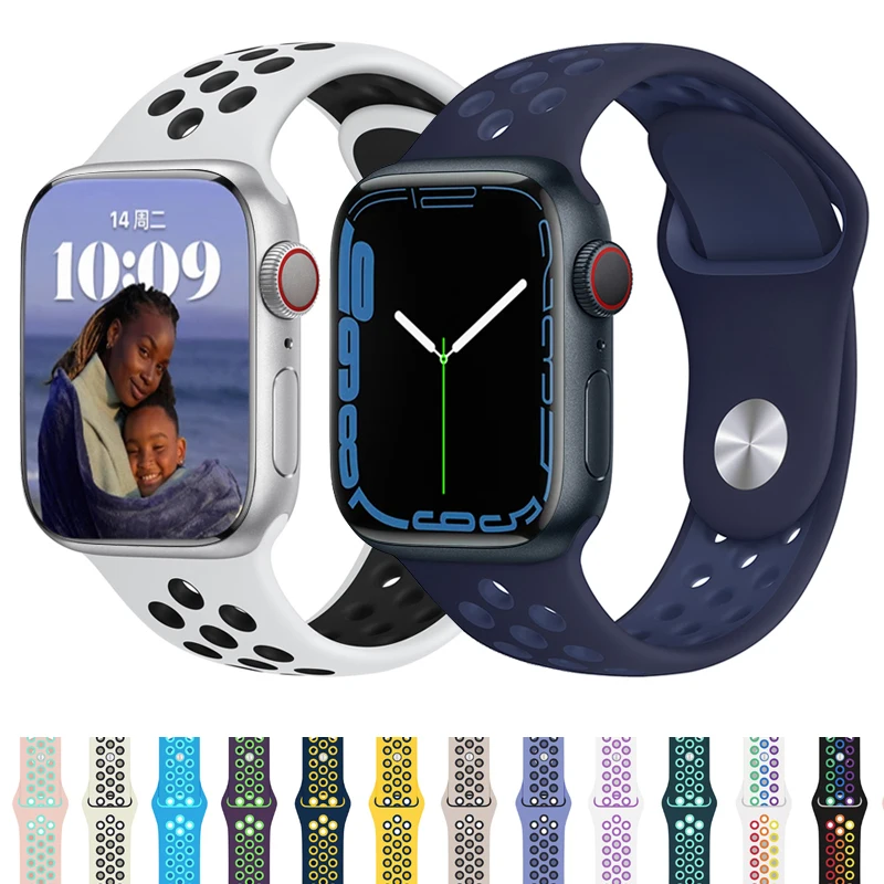 

Ремешок силиконовый для Apple Watch band 44 мм 40 мм 45 мм 41 мм 38 мм 42 мм 44 42 38 40 45 мм, браслет для наручных часов iWatch Series 3 4 5 6 se 7