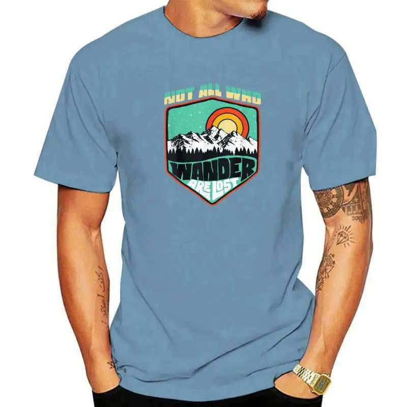 

Not All Who Wander Are Lost Retro Outdoor 80s Badge T-Shirt Camisas Men Tees Oversized Casual Cotton Mens Tshirts Casual