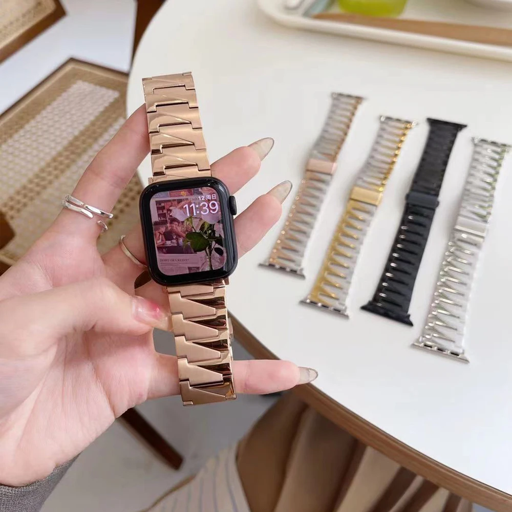 

Bracelet for apple watch 8 7 6 se strap 40 44mm stainless steel band for iwatch Ultra 49 series 5 3 38mm 42mm 41 45MM wristband
